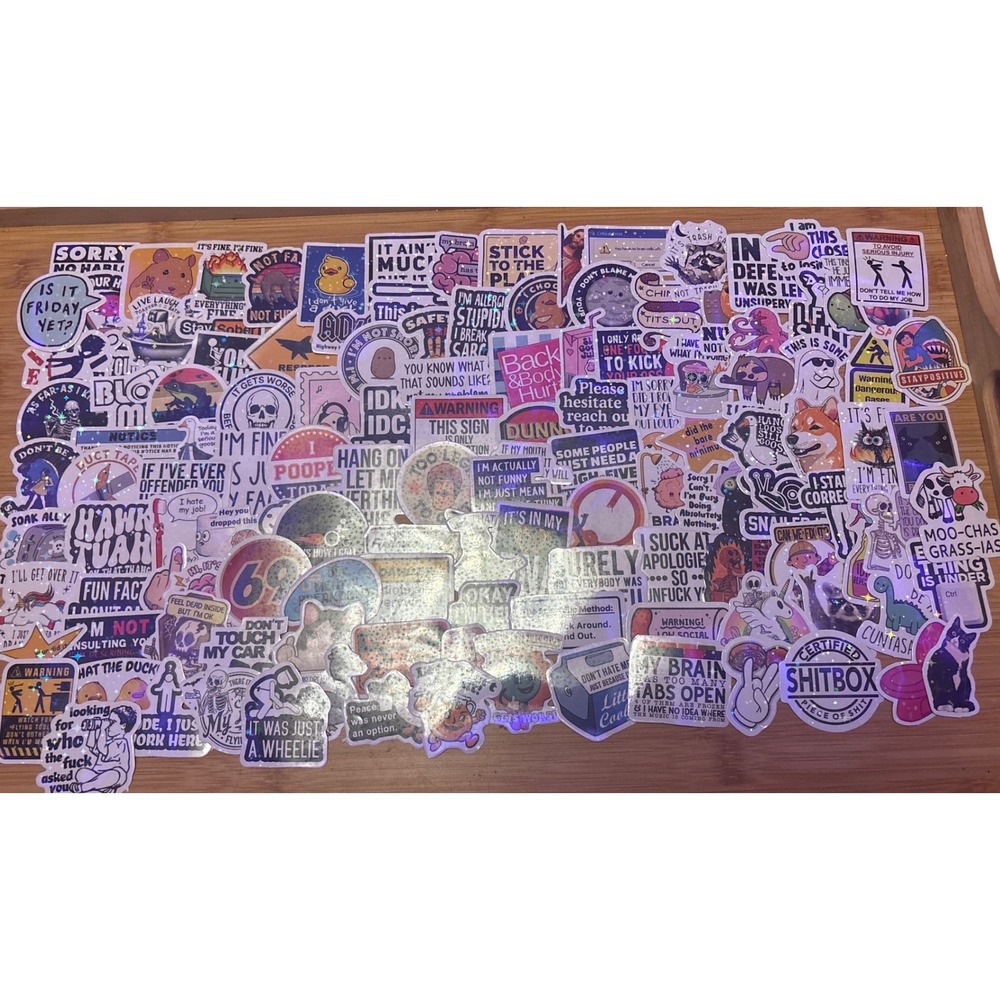 NEW 128pc Holographic Adult Humor Stickers Rude Sarcastic Profanity Funny Decals